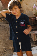 NAVY PETIT MONSIEUR KIDS TOWEL SHIRT