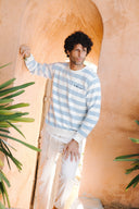 OFFWHITE/ROYAL BLUE LBO SWEATSHIRT