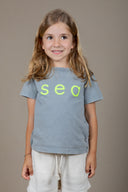 LIGHT GREY/YELLOW SEA KIDS T-SHIRT