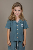 DEEP BLUE BORN IN THE SOUTH KIDS TOWEL SHIRT