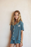 DEEP BLUE BORN IN THE SOUTH KIDS TOWEL SHIRT