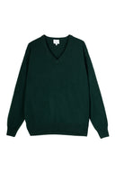 GREEN LAMBSWOOL V-NECK JUMPER