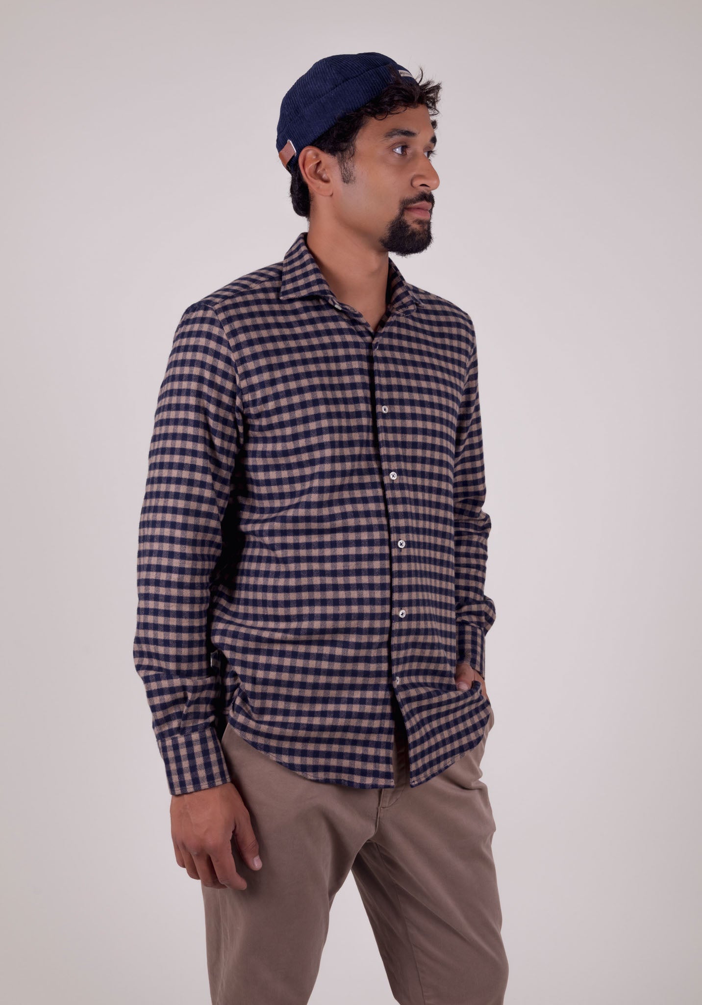BROWN FLANNEL SPORT SHIRT