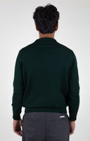 BOTTLE GREEN POLO SWEATER