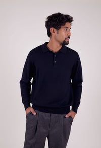 NAVY POLO SWEATER