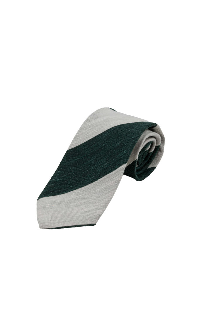 GREEN STRIPES SILK TIE