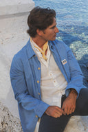 ROYAL BLUE STRIPES PATCH WORKER JACKET