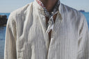 BEIGE STRIPES MAO SHIRT