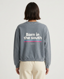 LIGHT GREY BORN IN THE SOUTH CROPPED SWEATSHIRT