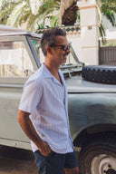 LIGHT BLUE STRIPES SPORT MC HAWAI SHIRT