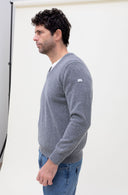 MIDDLE GRAY LAMBSWOOL V-NECK JUMPER