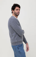 MIDDLE GRAY LAMBSWOOL V-NECK JUMPER