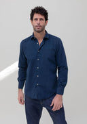NAVY KNIT CORDUROY SHIRT