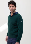 GREEN LAMBSWOOL V-NECK JUMPER