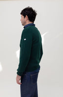 GREEN LAMBSWOOL V-NECK JUMPER