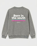 LIGHT GREY BORN IN THE SOUTH PINK KIDS SWEATSHIRT