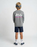LIGHT GREY BORN IN THE SOUTH PINK KIDS SWEATSHIRT