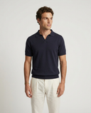NAVY KNITTED POLO M/C