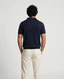 NAVY KNITTED POLO M/C
