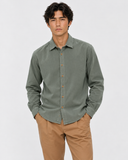 OLIVE MICRO CORDUROY SHIRT