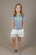 LIGHT GREY YELLOW SEA KIDS T-SHIRT