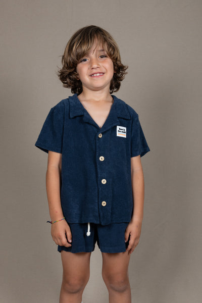 DARK NAVY BORN IN THE SOUTH KIDS TOWEL SHIRT