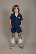 NAVY PETIT MONSIEUR KIDS TOWEL SHORT