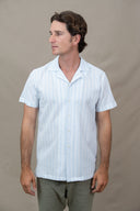 LIGHT BLUE STRIPES SPORT MC HAWAI SHIRT