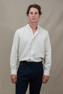 BEIGE STRIPES MAO SHIRT