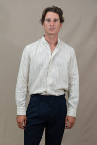BEIGE STRIPES MAO SHIRT