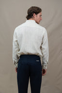BEIGE STRIPES MAO SHIRT