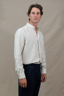 BEIGE STRIPES MAO SHIRT