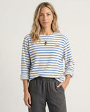 OFFWHITE/ROYAL BLUE BONJOUR MADEMOISELLE  BUGGIE SWEATSHIRT