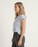 OFFWHITE/ROYAL BLUE BONJOUR MADEMOISELLE SINGLET BUGGIE T-SHIRT