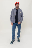 NAVY STRIPES PATCH WORKER JACKET