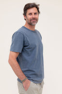 WASHED NAVY BONSOIR MONSIEUR T-SHIRT