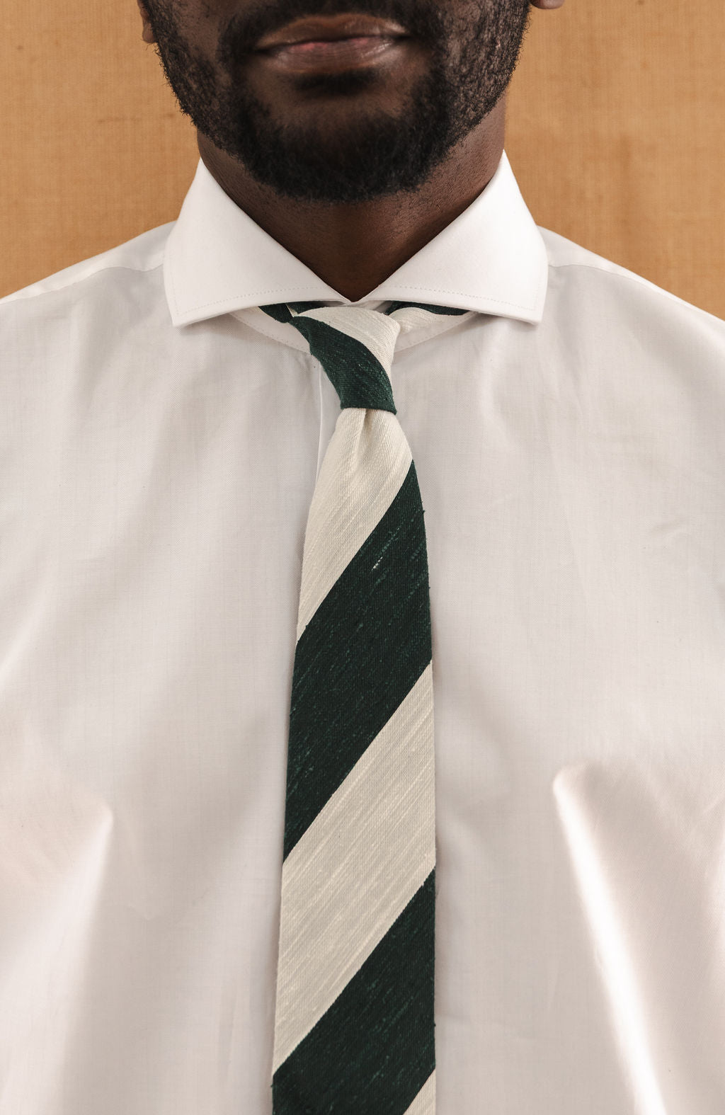 GREEN STRIPES SILK TIE