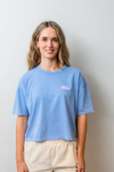 TWILIGHT BLUE PINK BORN IN THE SOUTH CROPPED  FEM T-SHIRT