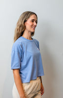 TWILIGHT BLUE PINK BORN IN THE SOUTH CROPPED  FEM T-SHIRT