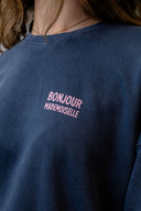 WASHED NAVY BONJOUR MADEMOISELLE FEM SWEATSHIRT