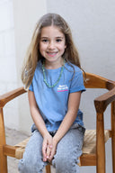 TWILIGHT BLUE BORN IN THE SOUTH PINK KIDS T-SHIRT