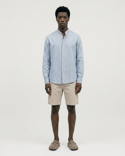 DENIM STRIPES MAO SHIRT