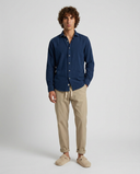 NAVY KNIT CORDUROY SHIRT