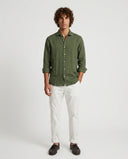 MILITARY GREEN SPORT LINEN SHIRT