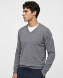 MIDDLE GREY LAMBSWOOL V-NECK JUMPER