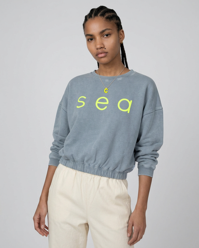 LIGHT GREY/YELLOW SEA FEM SWEATSHIRT