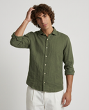 MILITARY GREEN SPORT LINEN SHIRT