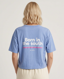 TWILIGHT BLUE PINK BORN IN THE SOUTH CROPPED  FEM T-SHIRT