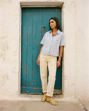 LIGHT BLUE STRIPES CROPPED FEM SHIRT