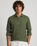 MILITARY GREEN SPORT LINEN SHIRT
